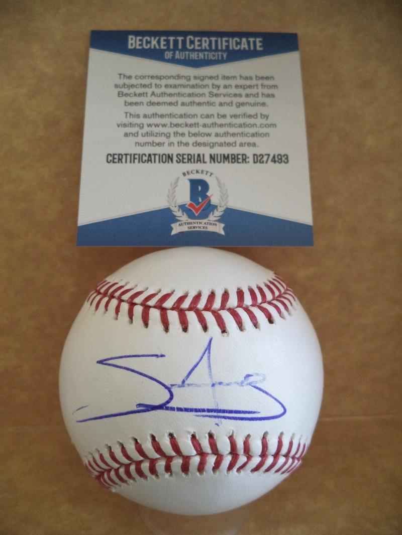 MIGUEL SANO MINNESOTA TWINS SIGNED AUTOGRAPHED M.L. BASEBALL BECKETT D27493