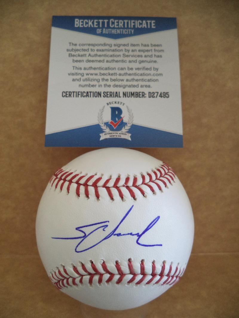 MIGUEL SANO MINNESOTA TWINS SIGNED AUTOGRAPHED M.L. BASEBALL BECKETT D27495
