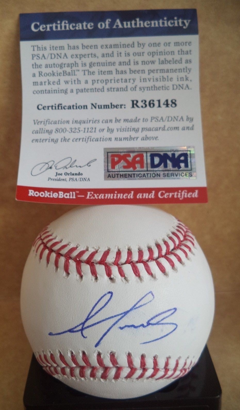 ALEX REYES ST. LOUIS CARDINALS ROOKIE GRAPH SIGNED M.L. BASEBALL PSA/DNA R36148
