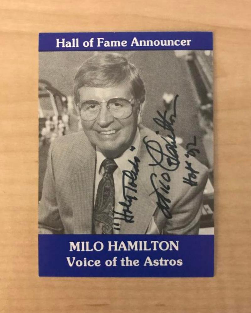 MILO HAMILTON VOICE OF THE ASTROS SIGNED AUTOGRAPHED HALL OF FAME 1992 W/COA