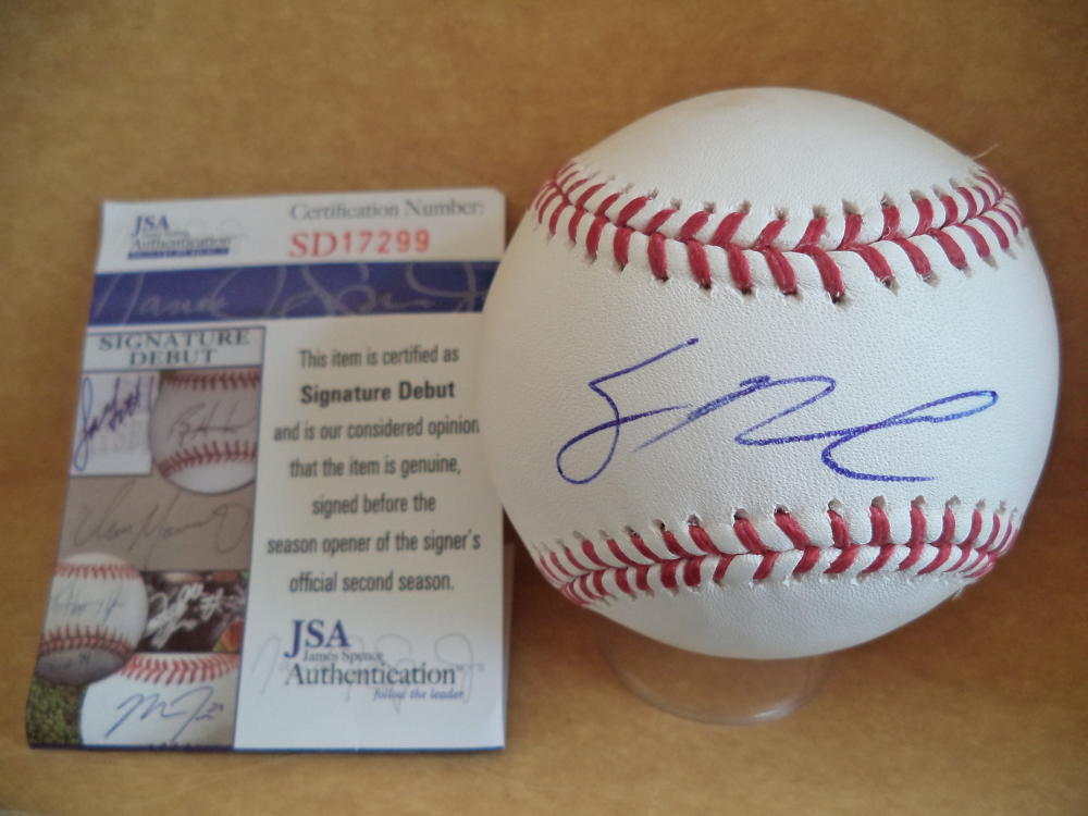 SEAN NEWCOMB ATLANTA BRAVES SIGNATURE DEBUT SIGNED M.L. BASEBALL JSA SD17299