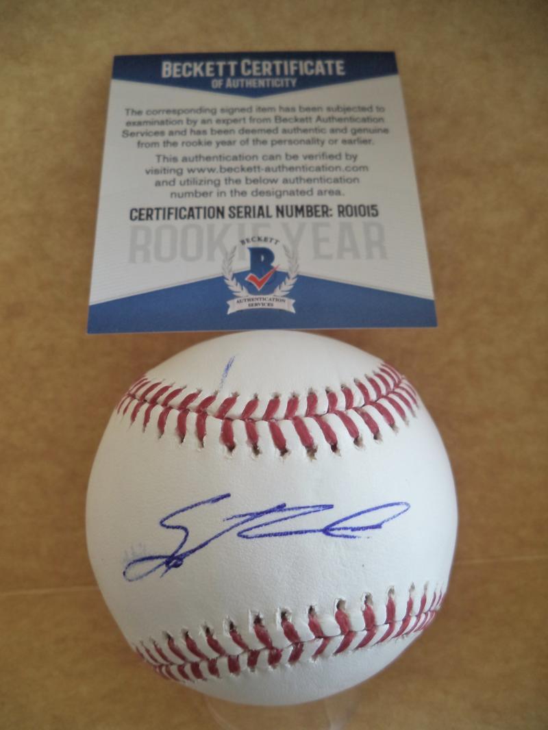 SEAN NEWCOMB ATLANTA BRAVES ROOKIE YEAR SIGNED AUTO ML BASEBALL BECKETT R01015