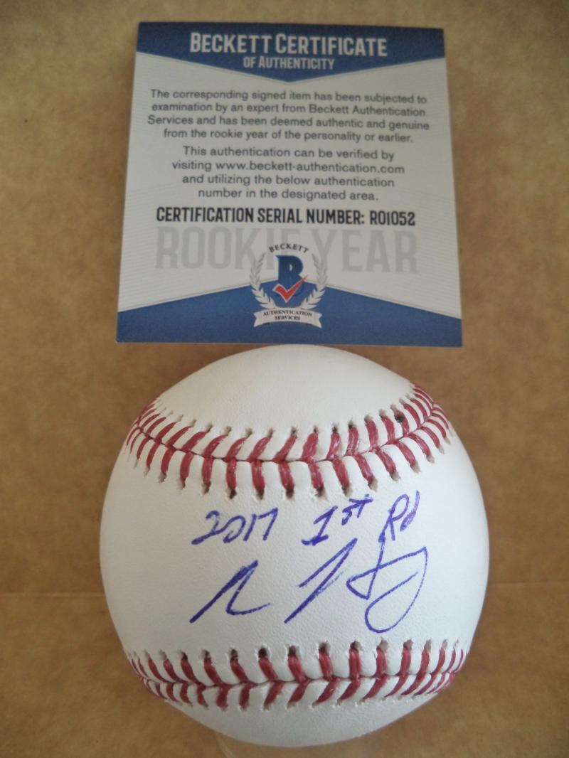 ADAM HASELEY PHILLIES 2017 1ST RD ROOKIE YEAR SIGNED BASEBALL BECKETT R01052