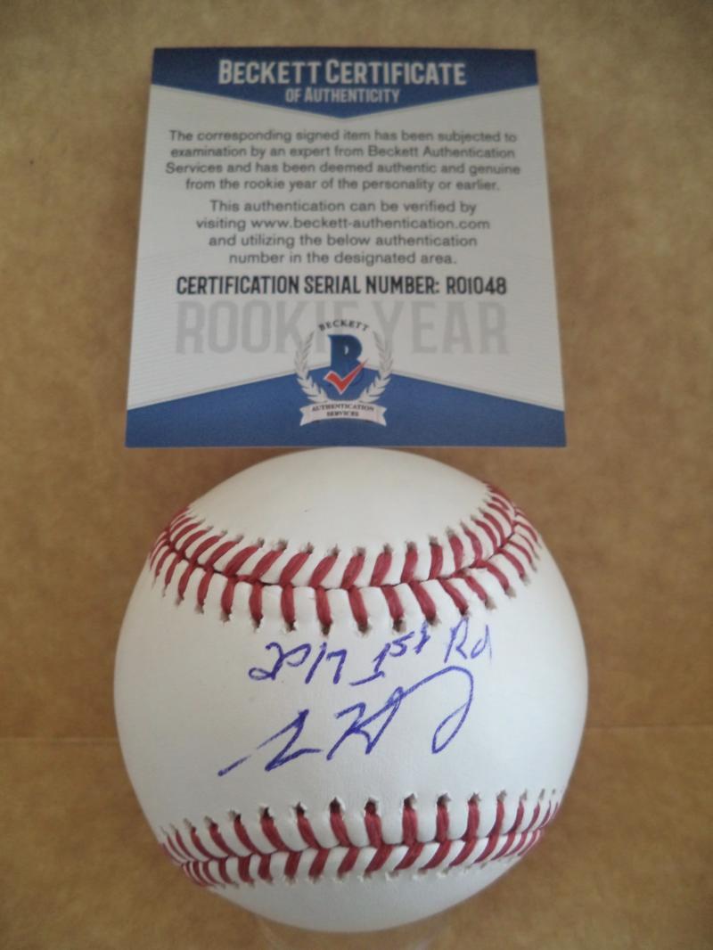 ADAM HASELEY PHILLIES 2017 1ST RD ROOKIE YEAR SIGNED BASEBALL BECKETT R01048