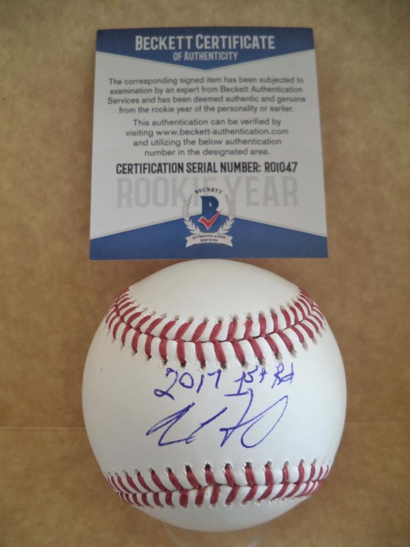 ADAM HASELEY PHILLIES 2017 1ST RD ROOKIE YEAR SIGNED BASEBALL BECKETT R01047