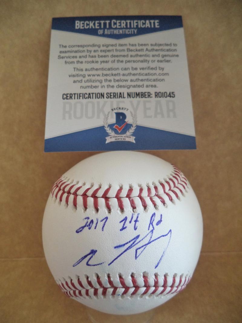 ADAM HASELEY PHILLIES 2017 1ST ROUND ROOKIE YEAR SIGNED BASEBALL BECKETT R01045