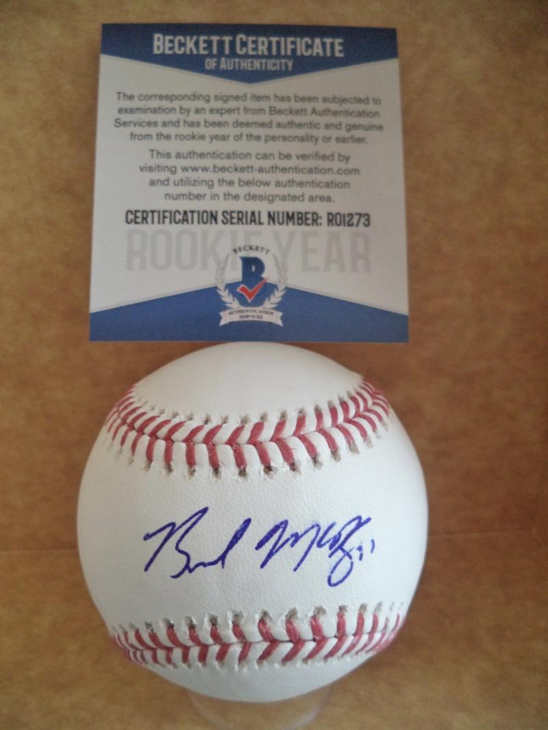 BRENDAN MCKAY TAMPA BAY RAYS ROOKIE YEAR SIGNED M.L. BASEBALL BECKETT R01273