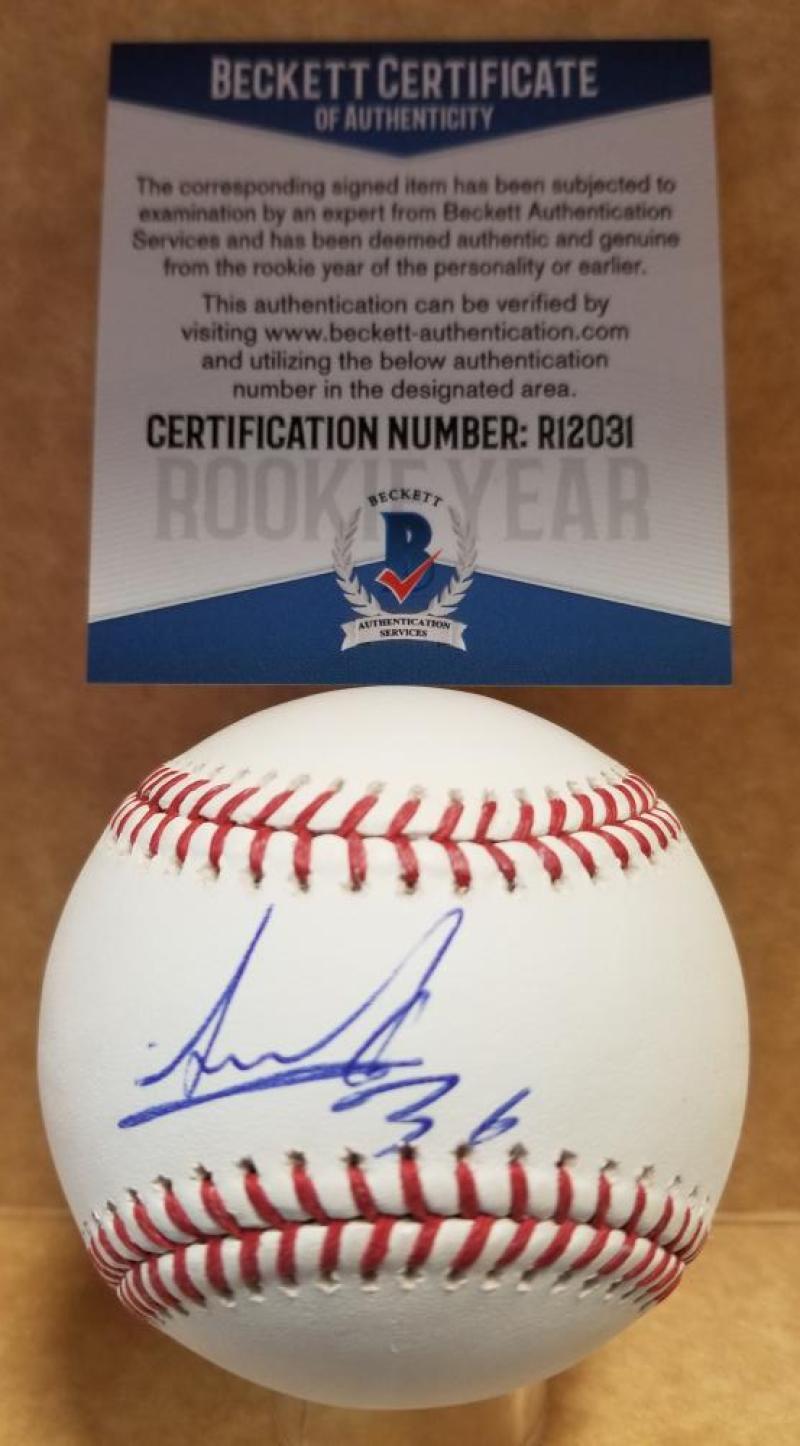 ALBERT ABREU NEW YORK YANKEES ROOKIE YEAR SIGNED M.L. BASEBALL BECKETT R12031