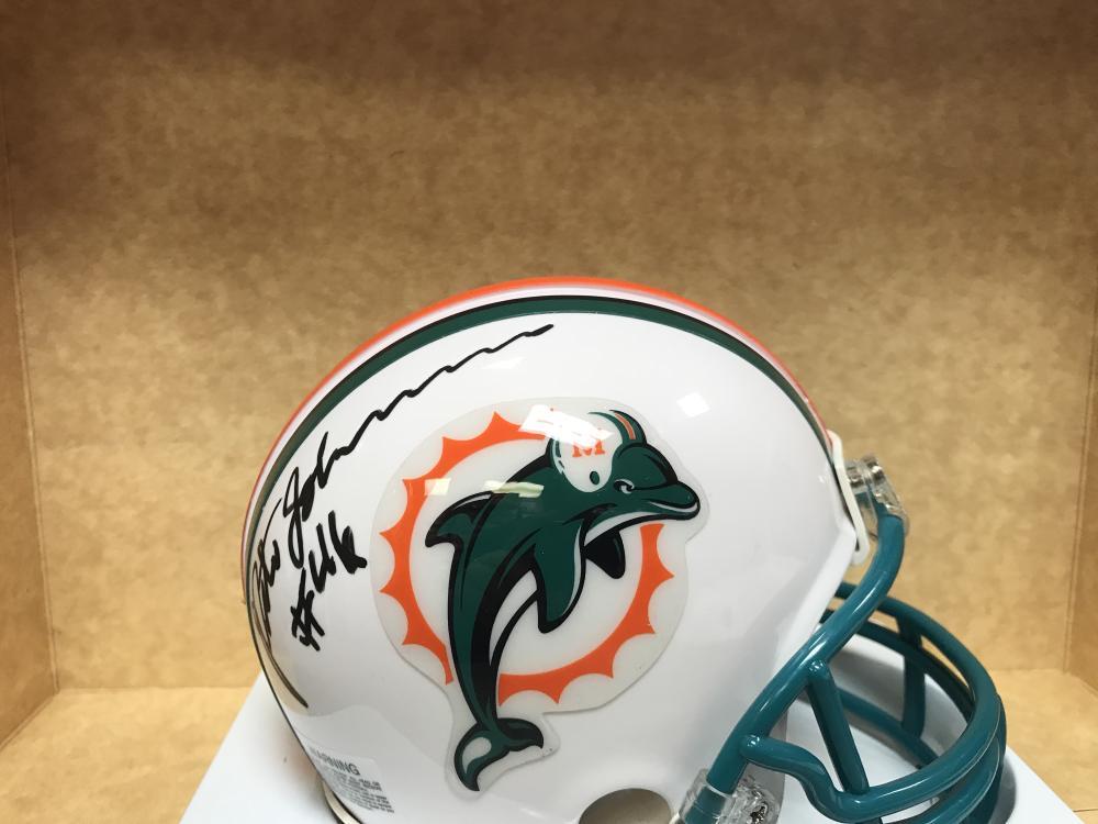 PETE JOHNSON MIAMI DOLPHINS THROWBACK SIGNED RIDDELL MINI HELMET W/ COA