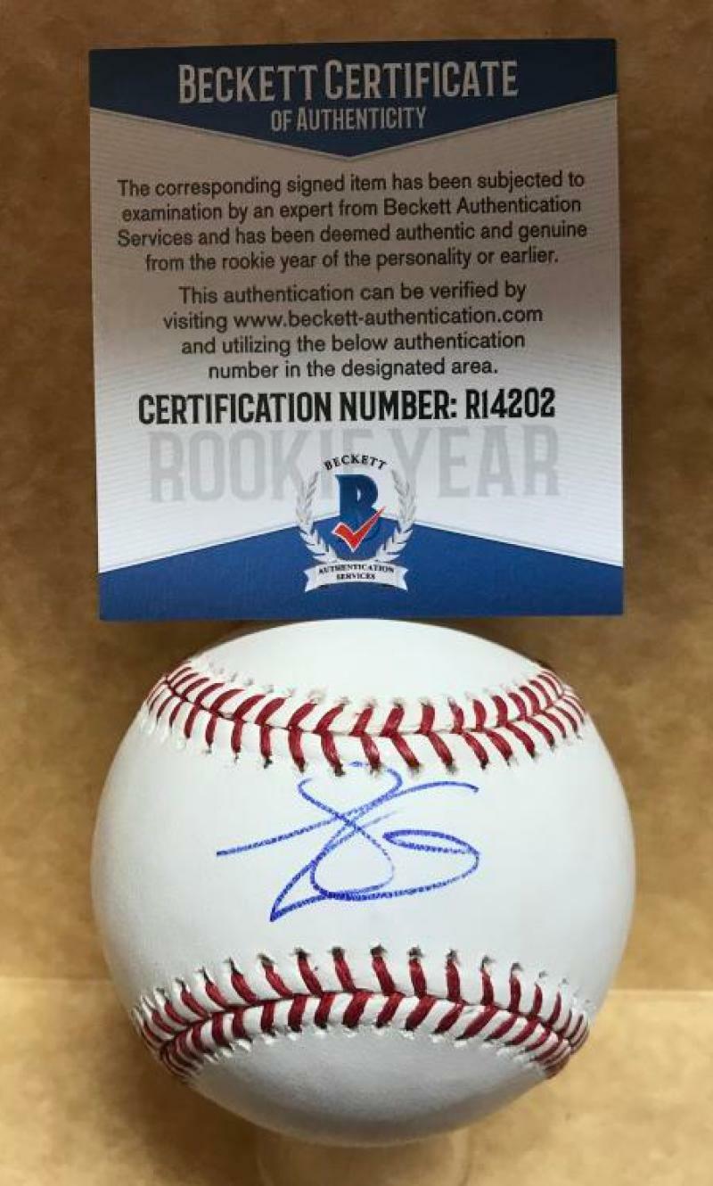 J.B. BUKAUSKAS HOUSTON ASTROS ROOKIE YEAR SIGNED M.L. BASEBALL BECKETT R14202