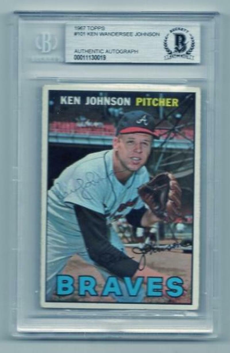 1967 TOPPS KEN JOHNSON BRAVES VINTAGE SIGNED CARD BECKETT AUTHENTIC AUTOGRAPH