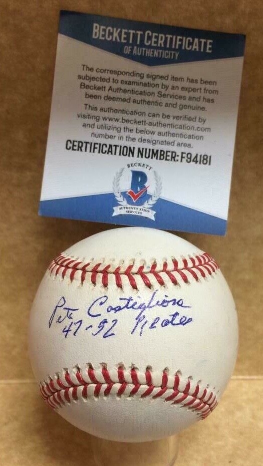 PETE CASTIGLIONE 47-52 PIRATES SIGNED AUTOGRAPHED N.L. BASEBALL BECKETT F94181