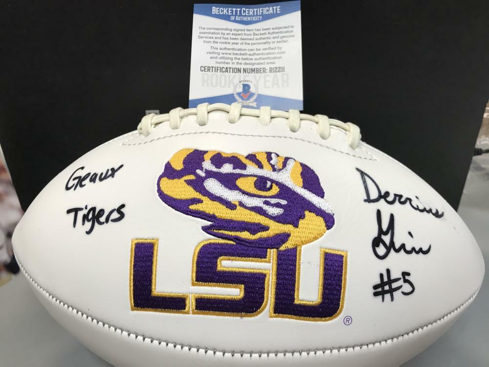 DERRIUS GUISE LSU GEAUX TIGERS SIGNED LOGO FOOTBALLL BECKETT R12211