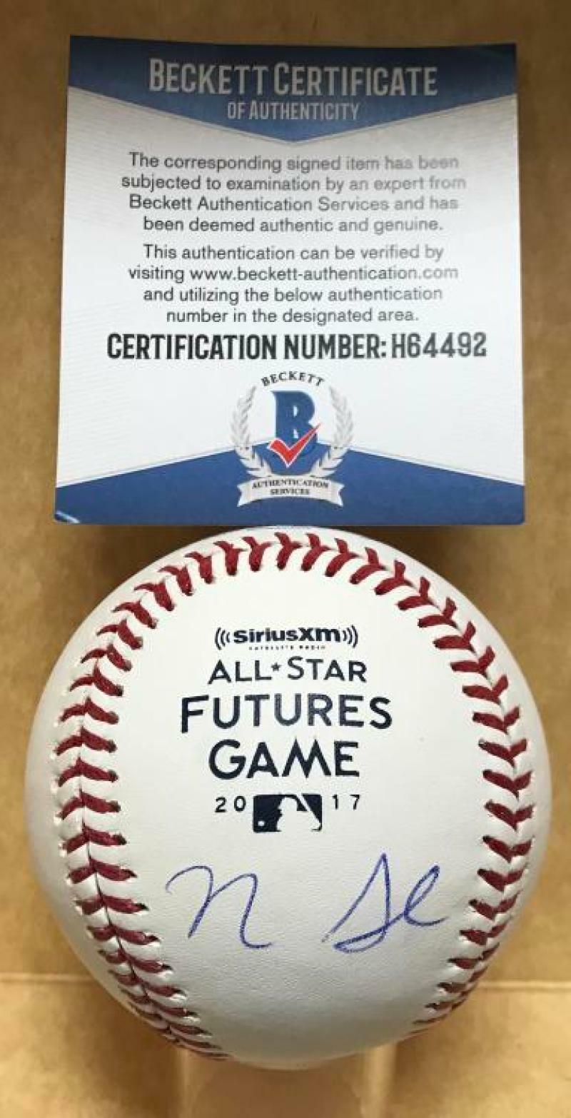 NICK SENZEL CINCINNATI REDS SIGNED 2017 FUTURES GAME BASEBALL BECKETT H64492