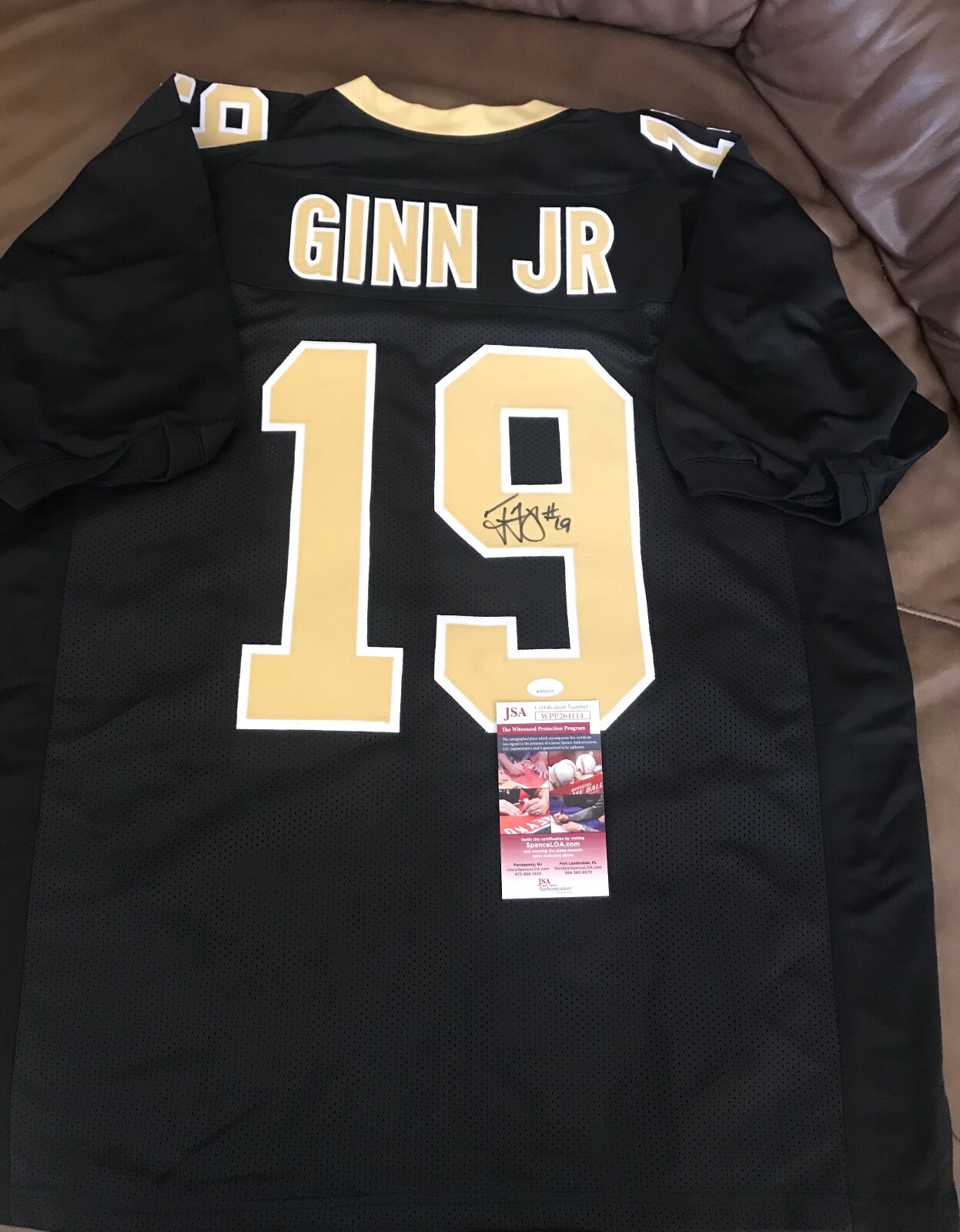 TED GINN JR NEW ORLEANS SAINTS SIGNED AUTO XL CUSTOM JERSEY JSA WPP264114