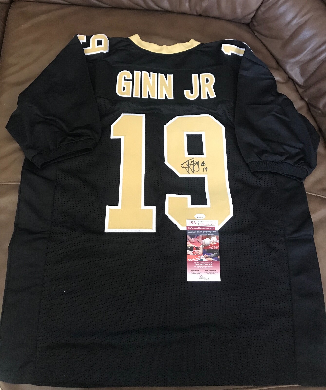 TED GINN JR NEW ORLEANS SAINTS SIGNED AUTO XL CUSTOM JERSEY JSA WPP264113