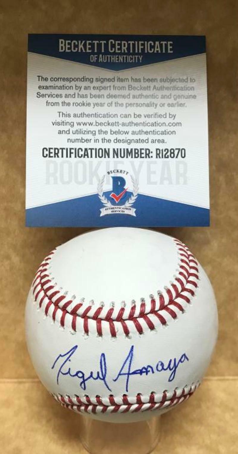 MIGUEL AMAYA CHICAGO CUBS SIGNED AUTO M.L. BASEBALL BECKETT R12870