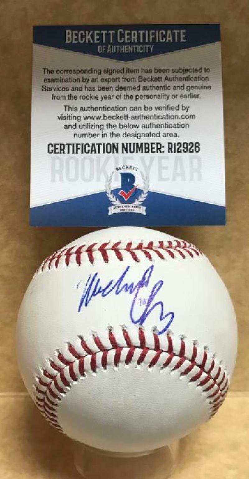 MICHAEL CHAVIS BOSTON RED SOX SIGNED M.L. BASEBALL BECKETT R12926