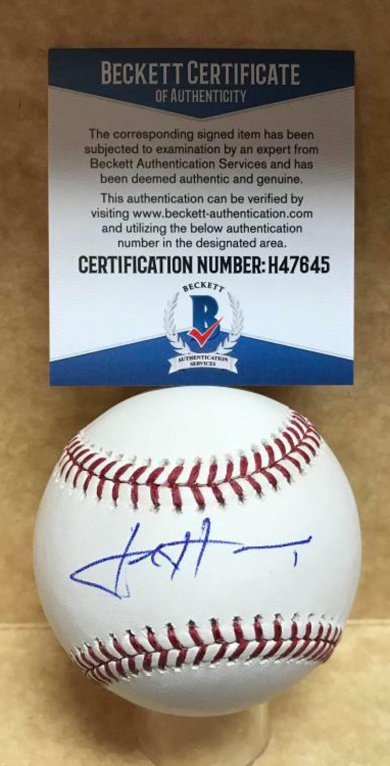 JOSH HARRISON DETROIT TIGERS SIGNED AUTOGRAPHED M.L. BASEBALL BECKETT H47645