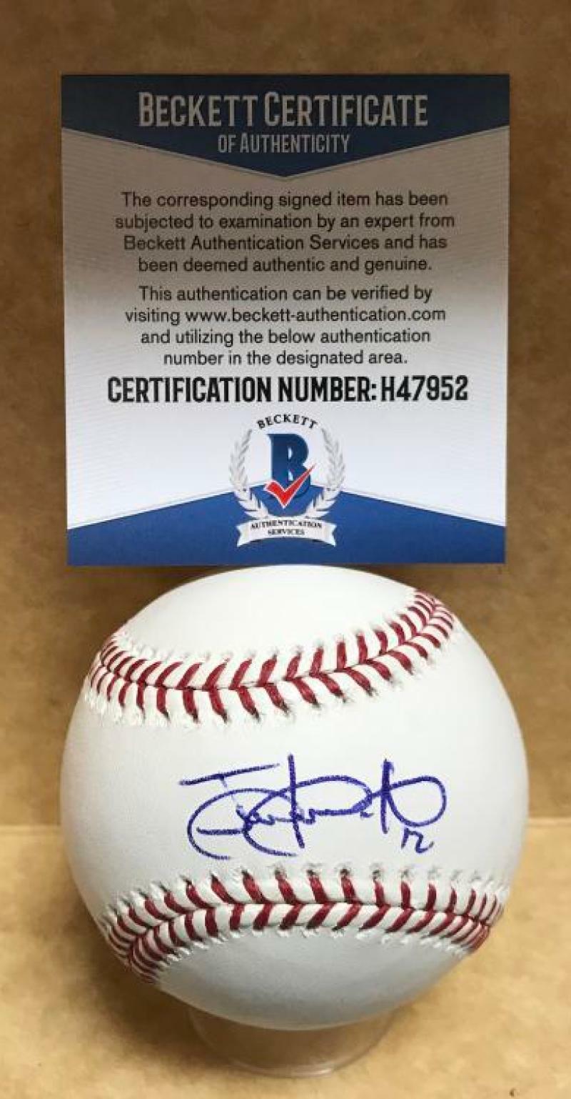 JUAN LAGARES NEW YORK METS SIGNED AUTOGRAPHED M.L. BASEBALL BECKETT H47952