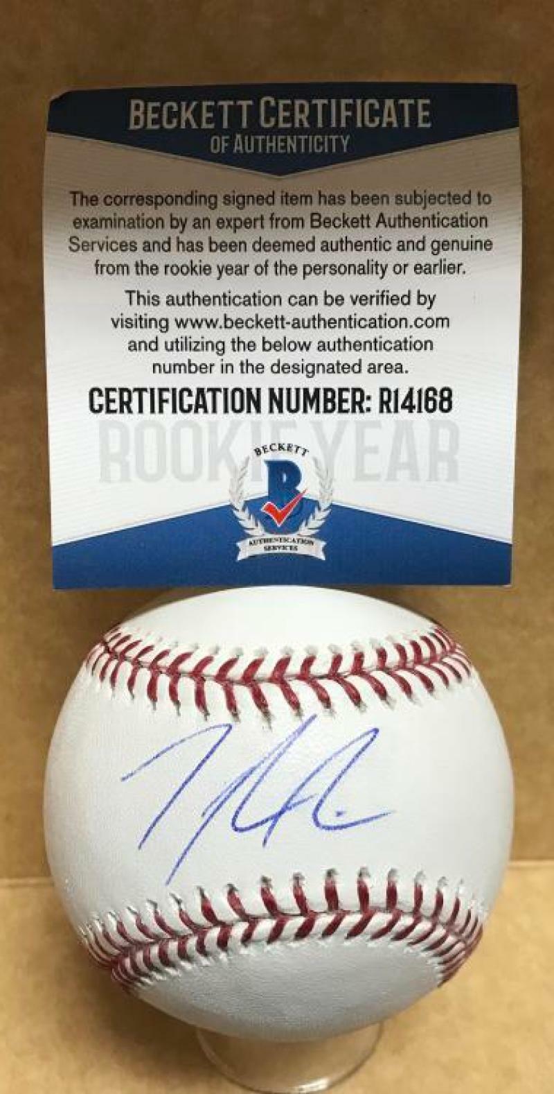 TYLER NEVIN COLORADO ROCKIES ROOKIE YEAR SIGNED M.L. BASEBALL BECKETT R14168