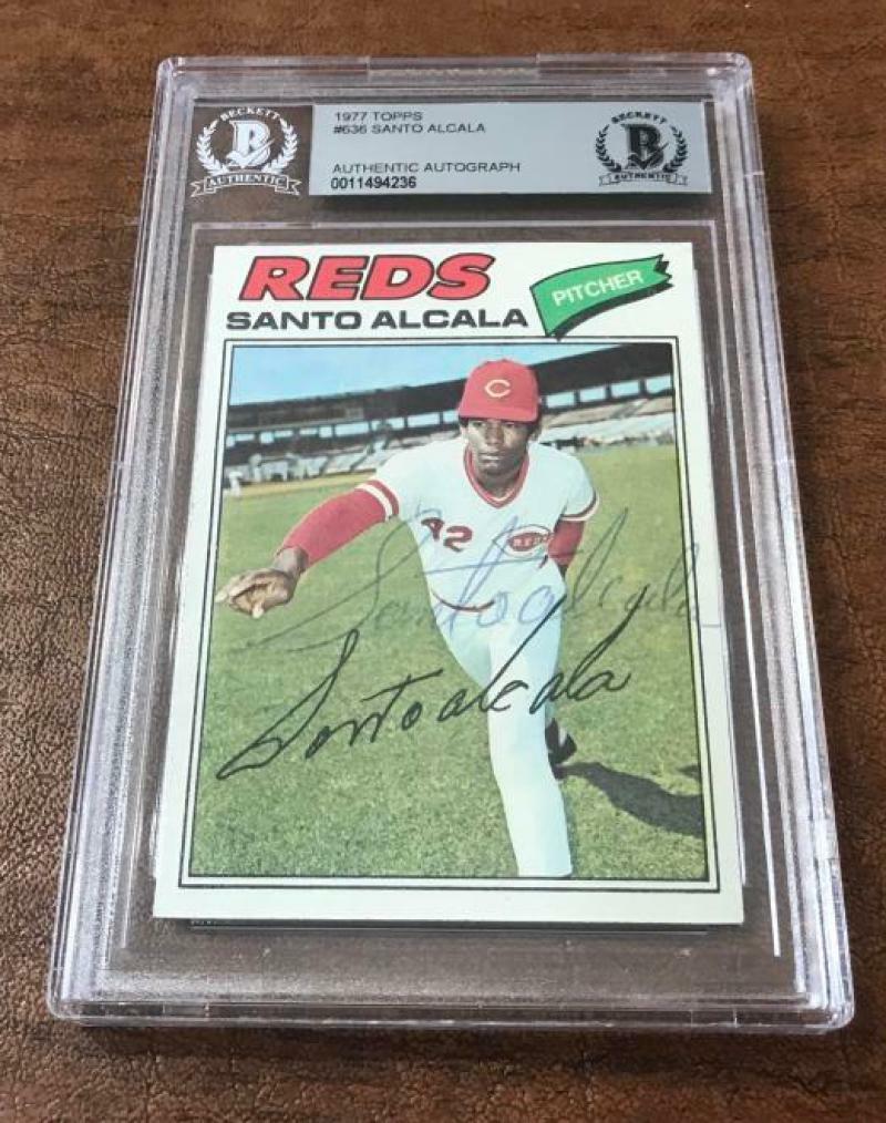 1977 TOPPS SANDY ALCALA REDS SIGNED CARD BECKETT AUTHENTIC AUTOGRAPH