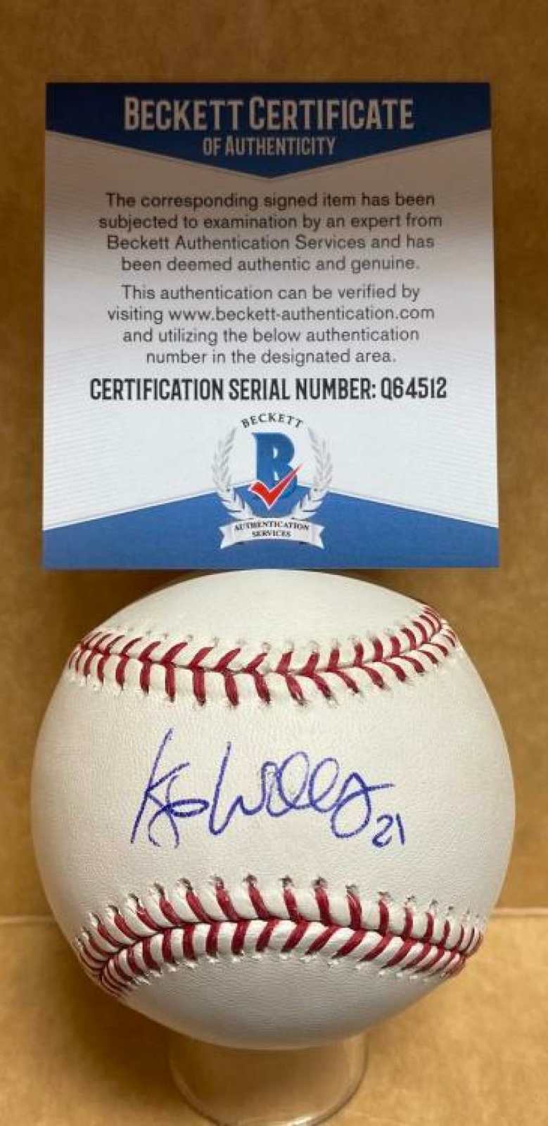 KIP WELLS CARDINALS/REDS/PIRATES SIGNED AUTO M.L. BASEBALL BECKETT Q64512