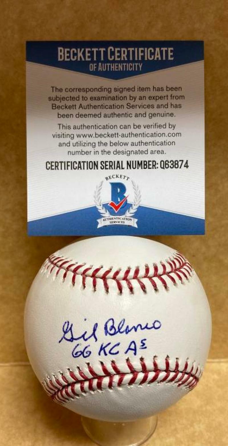 GIL BLANCO 66 KC A'S SIGNED AUTOGRAPHED M.L. BASEBALL BECKETT Q63874
