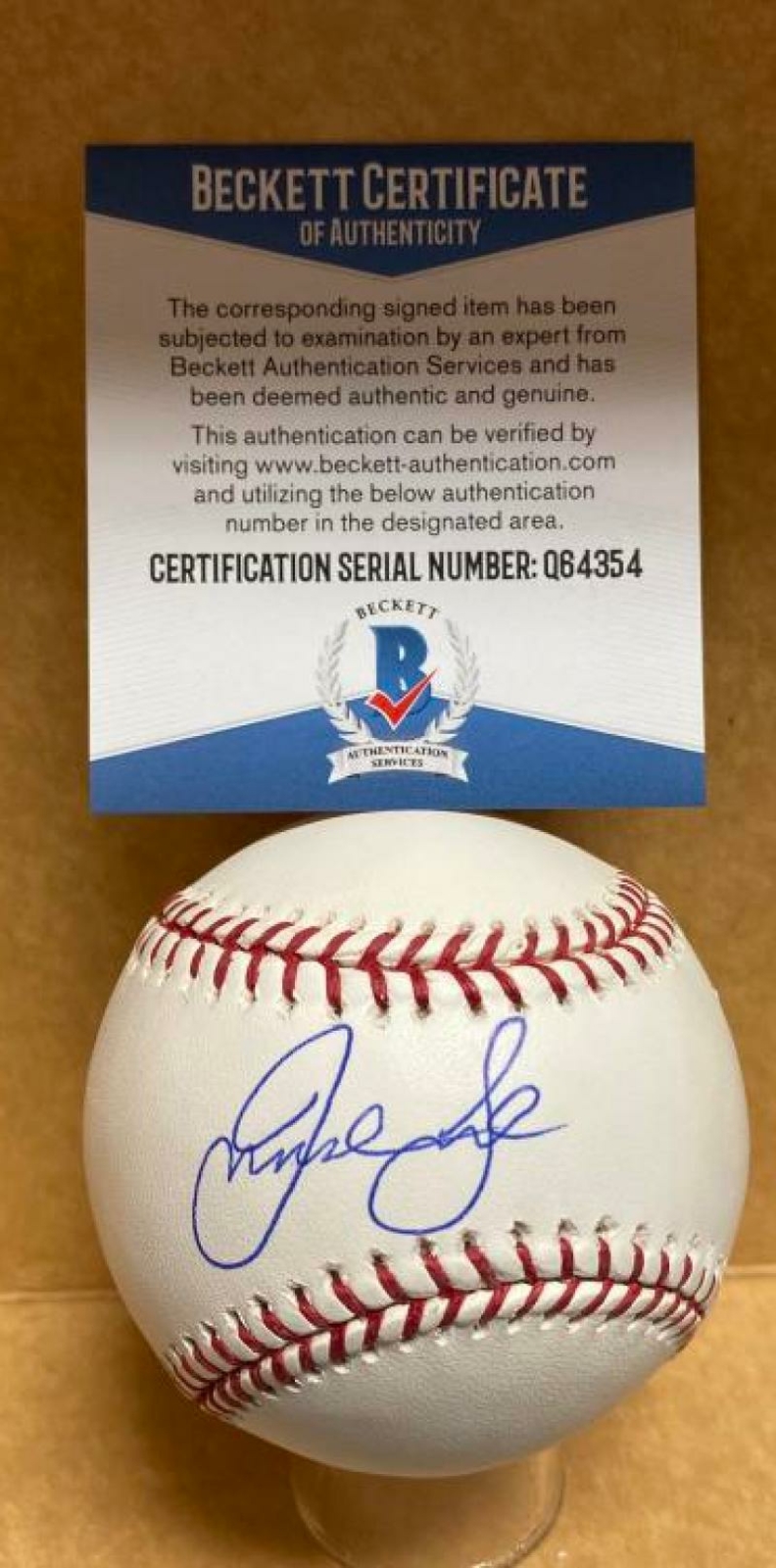 JORDAN LYLES MILWAUKEE BREWERS SIGNED AUTOGRAPHED M.L. BASEBALL BECKETT Q64354