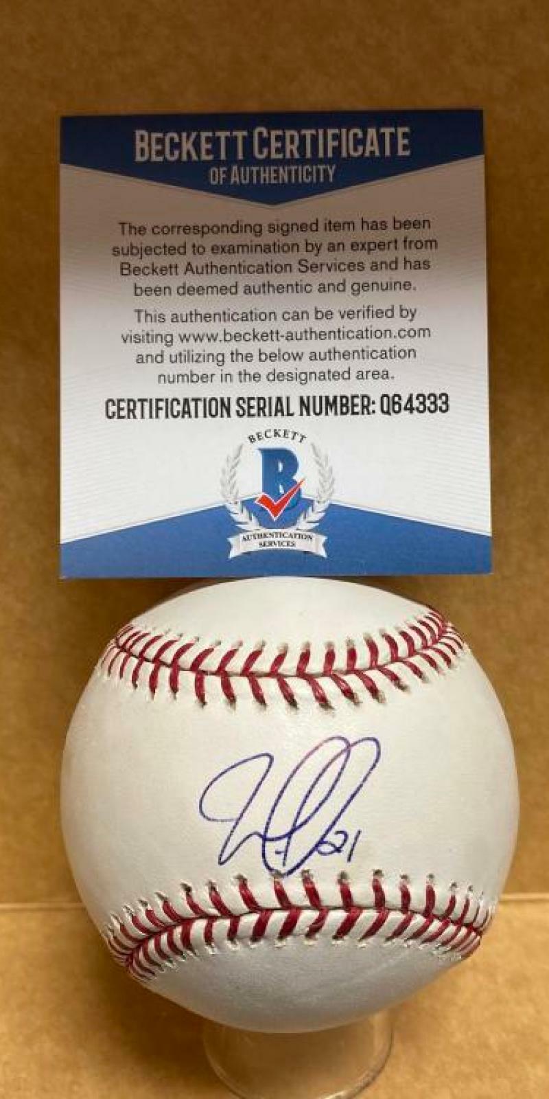 JON LIEBER BUBS/PIRATES SIGNED AUTOGRAPHED M.L. BASEBALL BECKETT Q64333