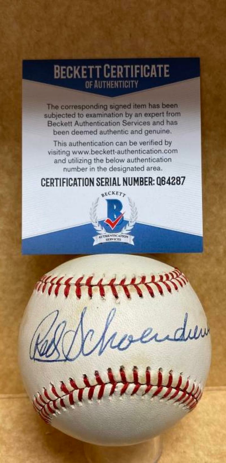 RED SCHOENDIENST CARDINALS VINTAGE SIGNED AUTO N.L. BASEBALL BECKETT Q64287