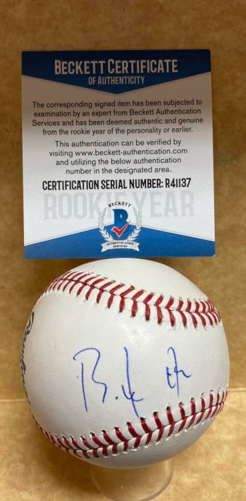 ROBERT PUASON OAKLAND A'S ROOKIE YEAR SIGNED AUTO M.L. BASEBALL BECKETT R41137