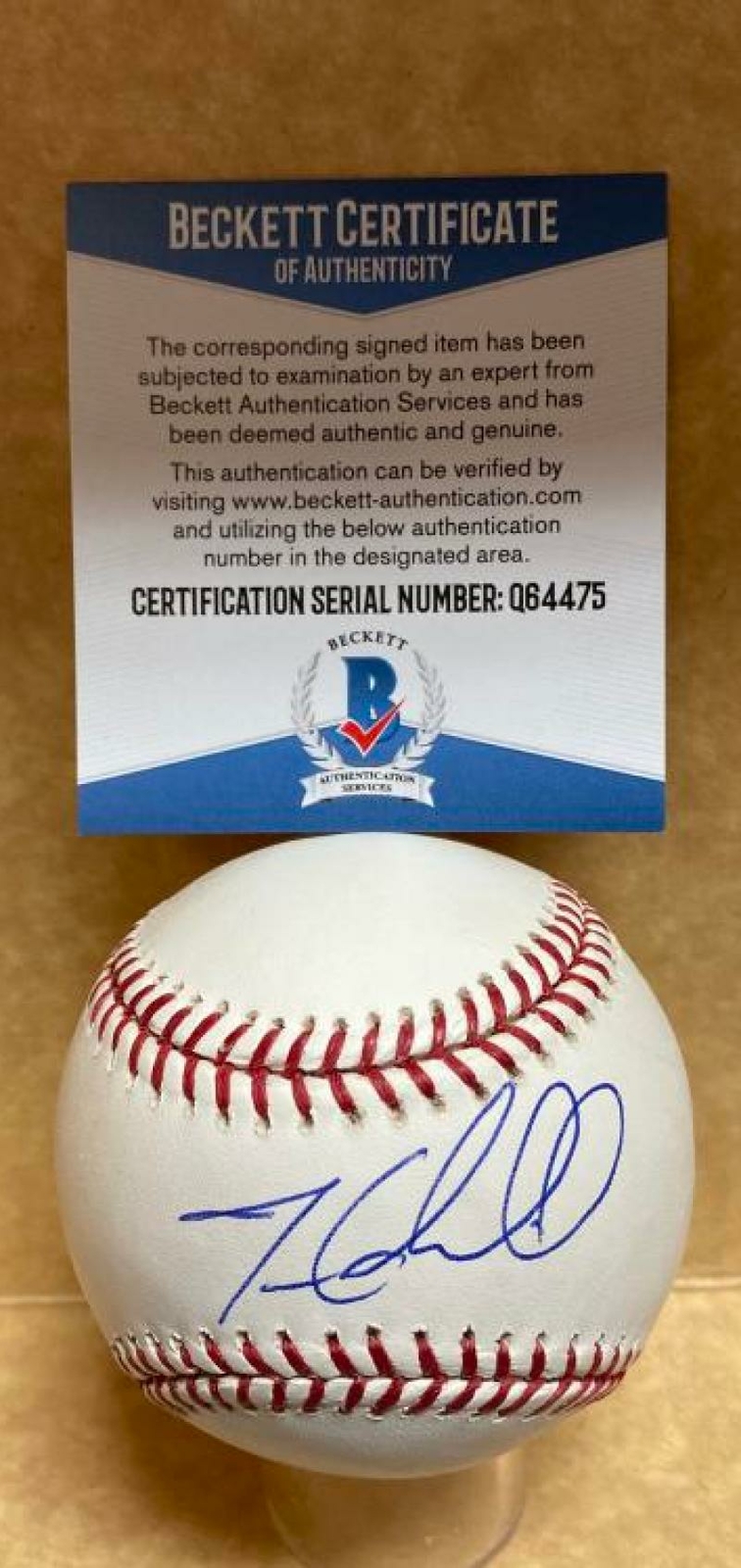 TREVOR CAHILL ANGELS/ROYALS SIGNED AUTOGRAPHED M.L. BASEBALL BECKETT Q64475