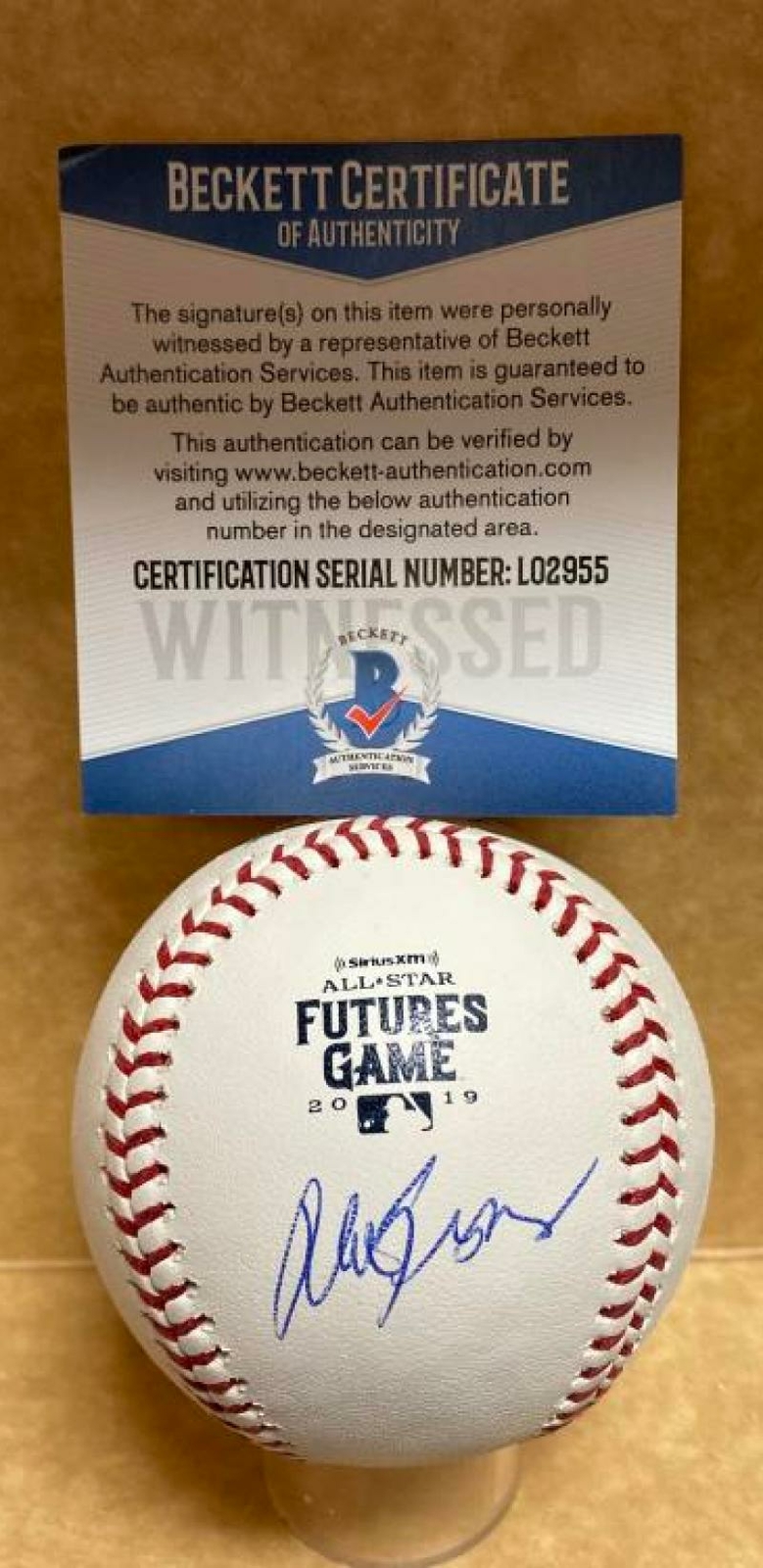 ALEK THOMAS ARIZONA DIAMONDBACKS SIGNED ON 2019 FUTURES GAME BASEBALL L02955