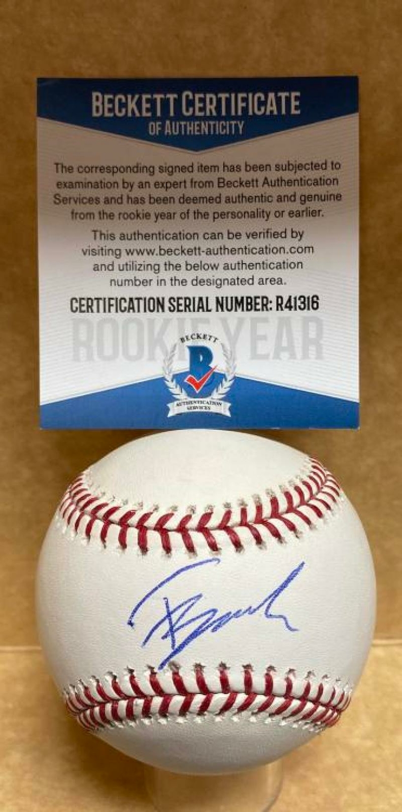 TRISTAN BECK SAN FRANCISCO GIANTS ROOKIE YEAR SIGNED M.L. BASEBALL BECKETT R4131