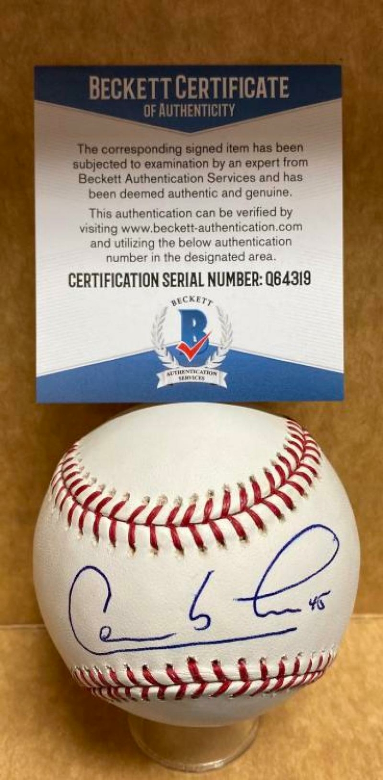CARLOS LEEWHITE SOX/BREWERS SIGNED AUTOGRAPHED M.L. BASEBALL BECKETT Q64319
