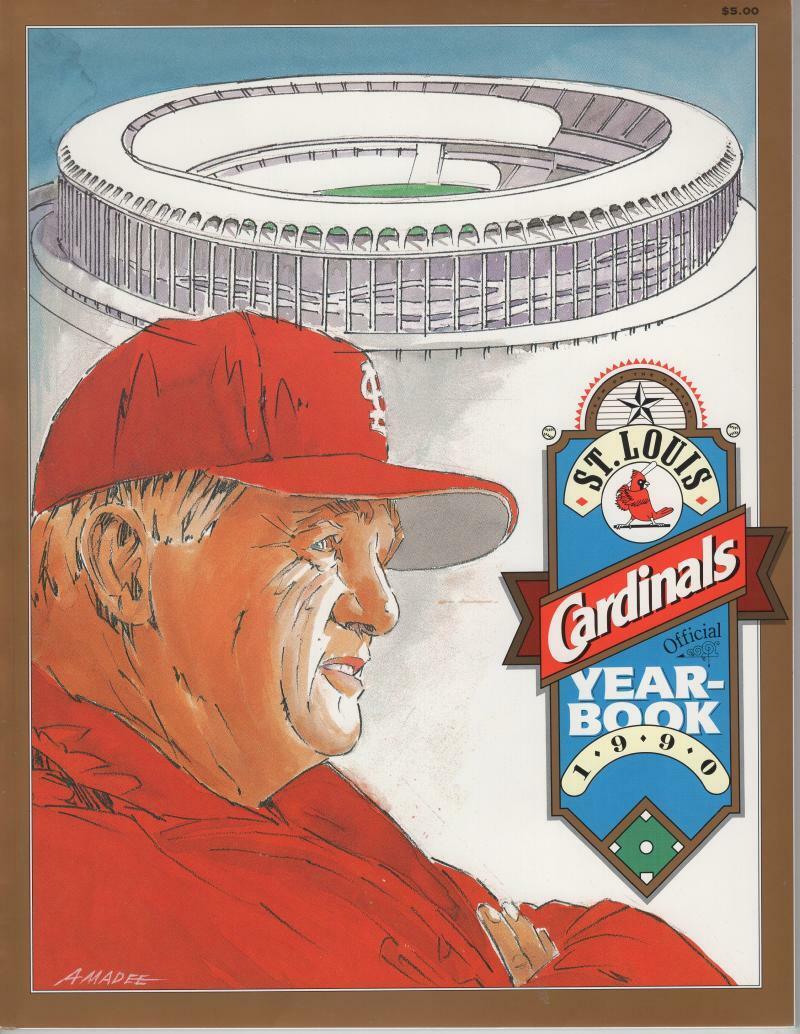 1990 ST. LOUIS CARDINALS YEARBOOK WHITEY HERZOG MANAGER MINT CONDITION