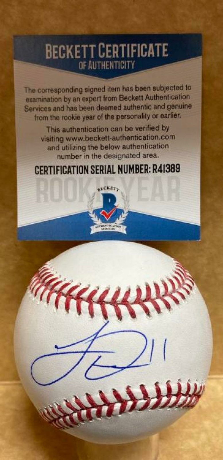 TRAVIS DEMERITTE DETROIT TIGERS ROOKIE YEAR SIGNED M.L. BASEBALL BECKETT R41389