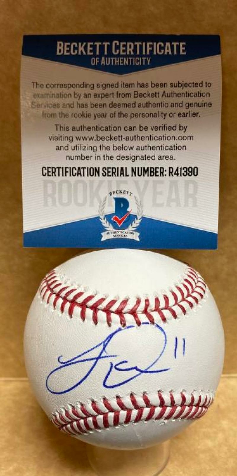TRAVIS DEMERITTE DETROIT TIGERS ROOKIE YEAR SIGNED M.L. BASEBALL BECKETT R41390