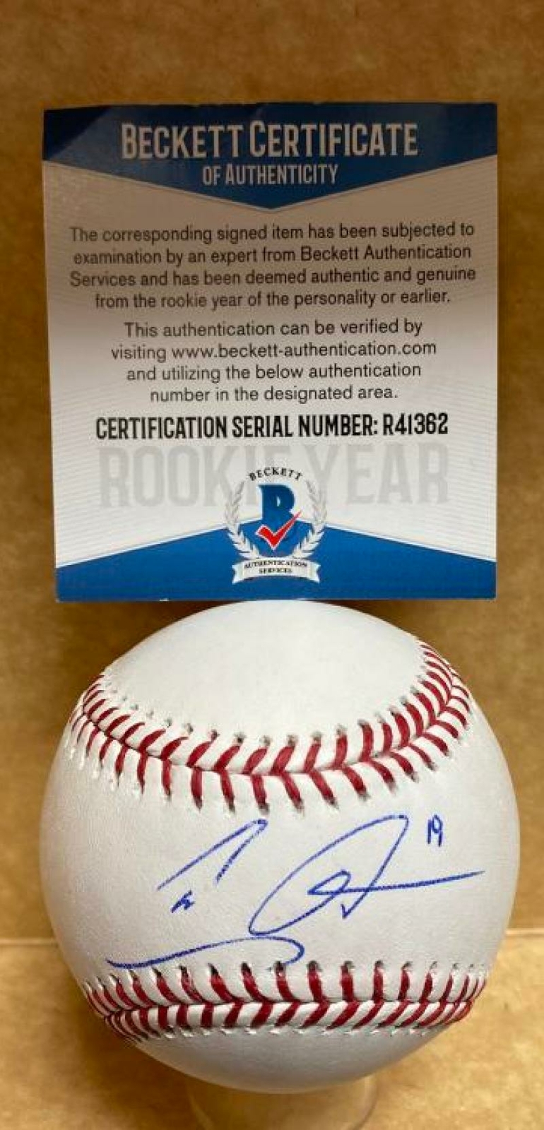 CJ ALEXANDER ATLANTA BRAVES SIGNED AUTOGRAPHED M.L. BASEBALL BECKETT R41362