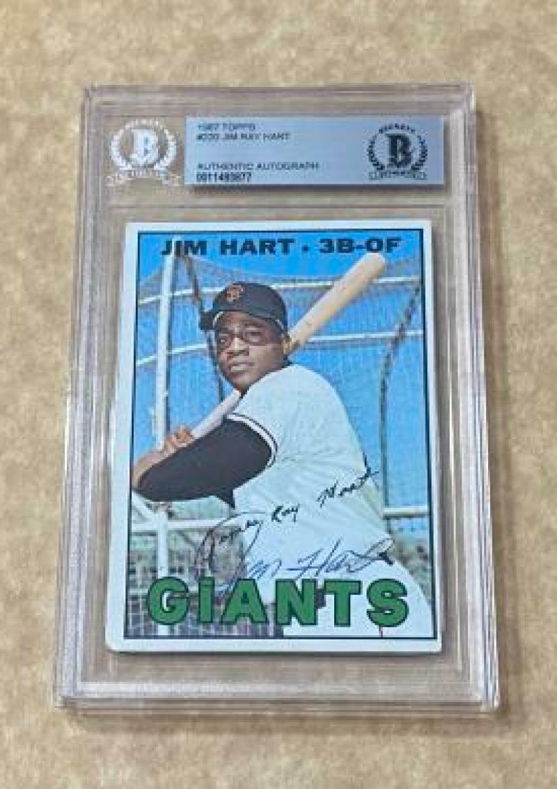 1967 TOPPS JIM RAY HART #220 GIANTS SIGNED CARD BECKETT AUTHENTIC AUTO VINTAGE COLLECTIBLE MEMORABILIA