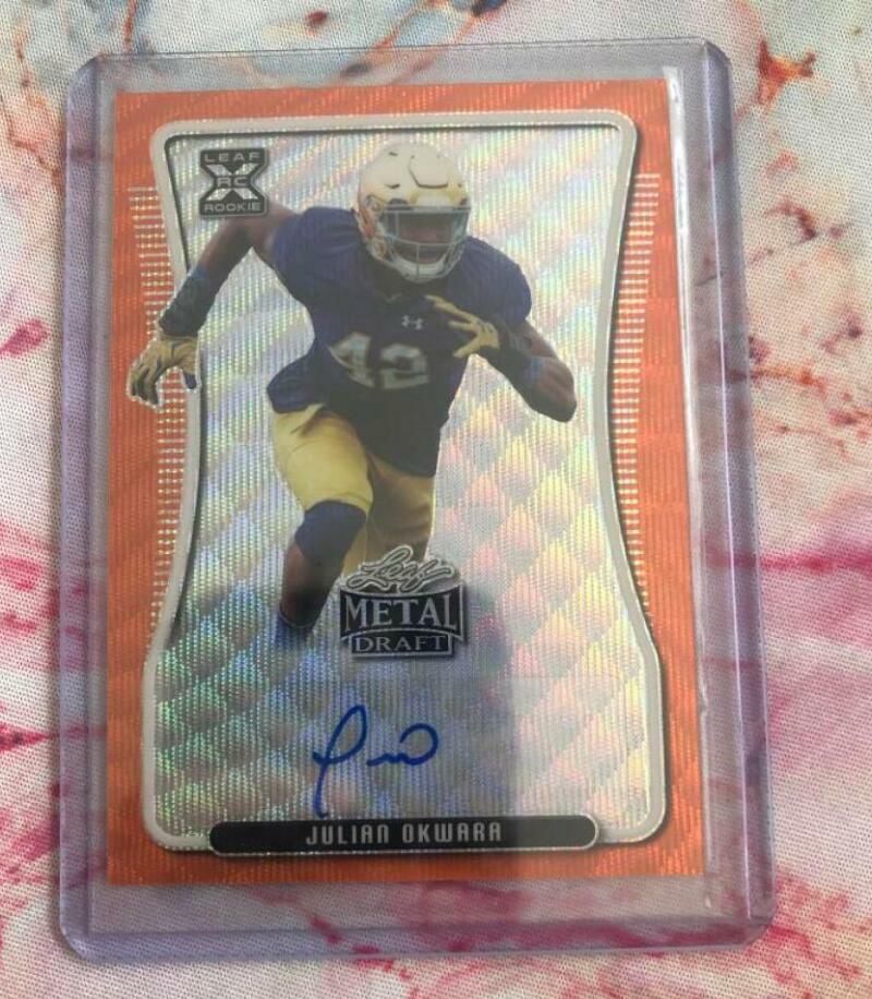 2020 LEAF METAL DRAFT JULIAN OKWARR ORANGE WAVE ROOKIE RARE 4/4