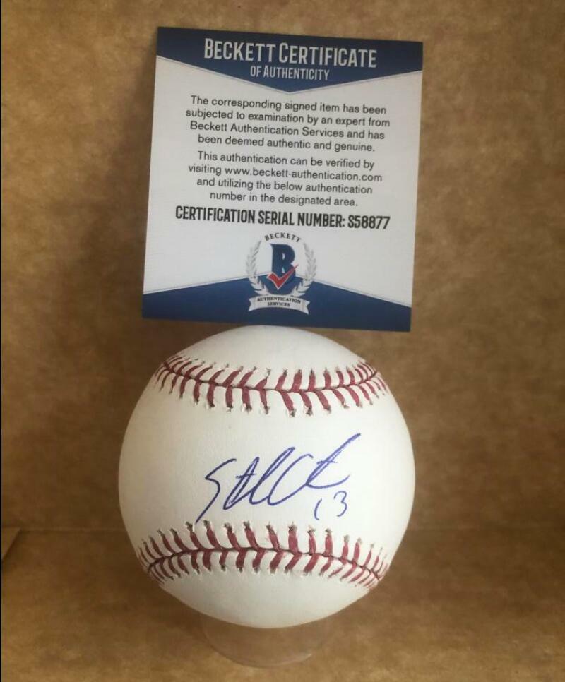 STARLIN CASTRO WASHINGTON NATIONALS SIGNED AUTOGRAPHED BASEBALL BECKETT S58877