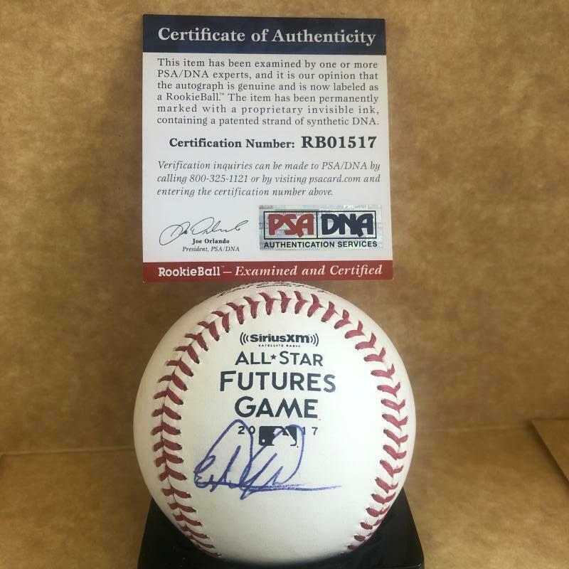 ESTEVAN FLORIAL NEW YORK YANKEES SIGNED 2017 FUTURES GAME BASEBALL PSA RB01517