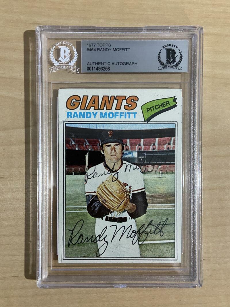 1977 TOPPS RANDY MOFFITT GIANTS SIGNED CARD BECKETT AUTHENTIC AUTO