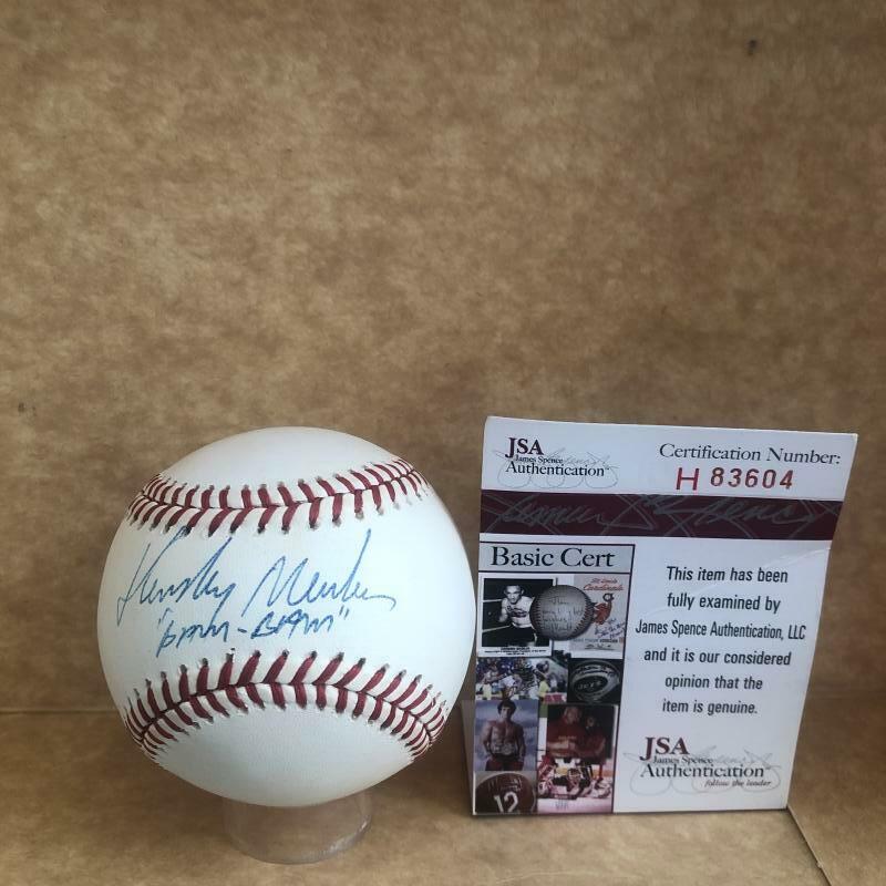 HENSLEY MEULENS YANKEES/GIANTS BAM-BAM SIGNED AUTO M.L. BASEBALL JSA H83604