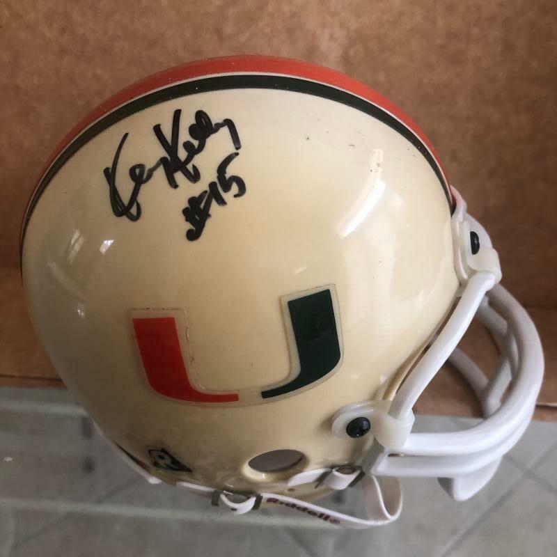 KENNY KELLY MIAMI HURRICANES SIGNED AUTO RIDDELL MINI HELMET W/COA