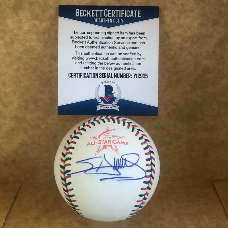 MIGUEL SANO MINNESOTA TWINS SIGNED 2017 ALL STAR GAME BASEBALL BECKETT Y12935