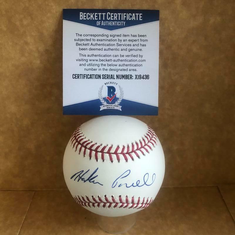 HOSKEN POWELL MINNESOTA TWINS BLUE JAYS SIGNED AUTO M.L. BASEBALL BECKETT X19436