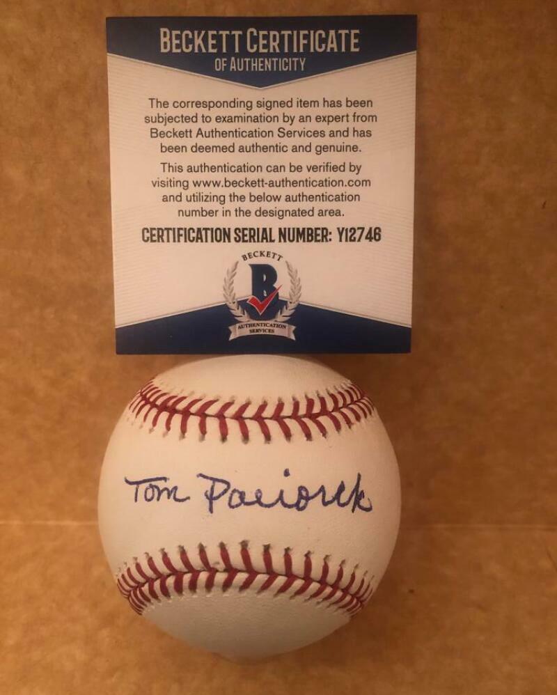 TOM PACIOREK LOS ANGELES DODGERS SIGNED AUTOGRAPHED M.L. BASEBALL BECKETT Y12746
